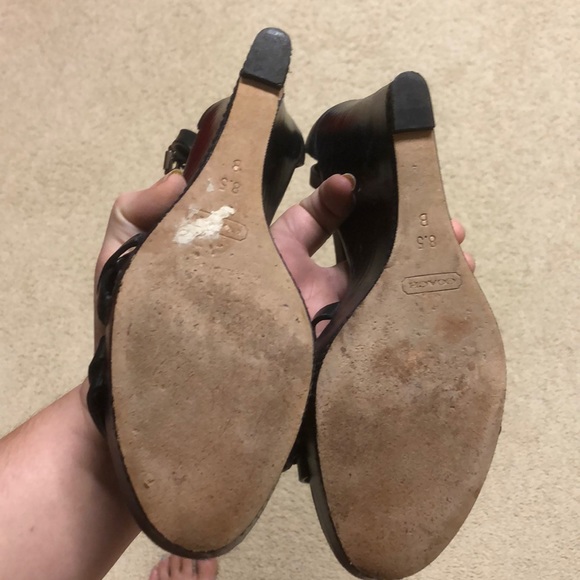[Coach] Marlena Black Leather Wedge Heels - Picture 7 of 8